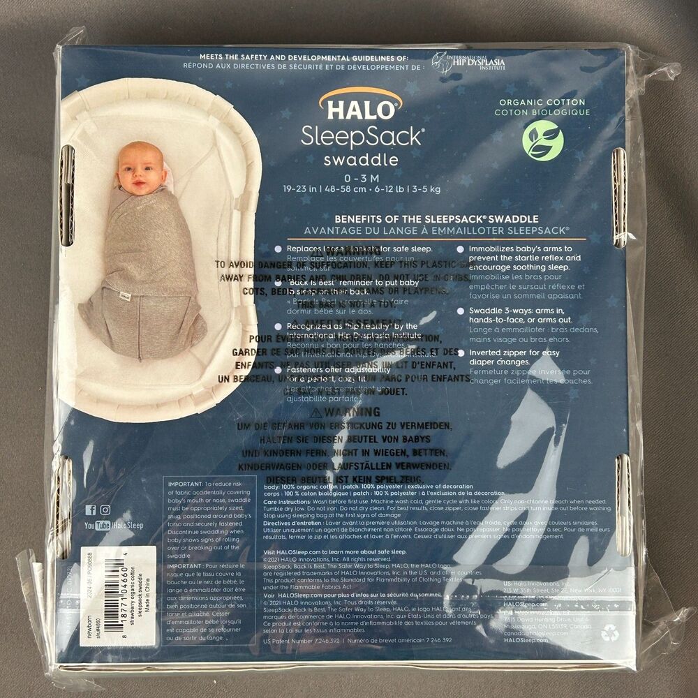 HALO SleepSack Swaddle 3-Way Adjustable Newborn 0-6 months Organic Cotton Pink - Picture 3 of 10